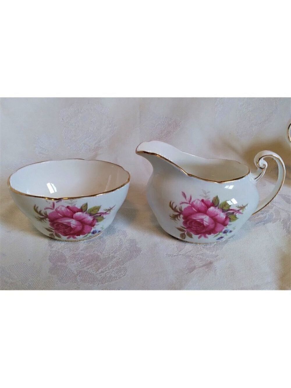 PARAGON Rose Cream & Sugar Bowl Set with Gold Trim – Elegant Fine China Tea Set
